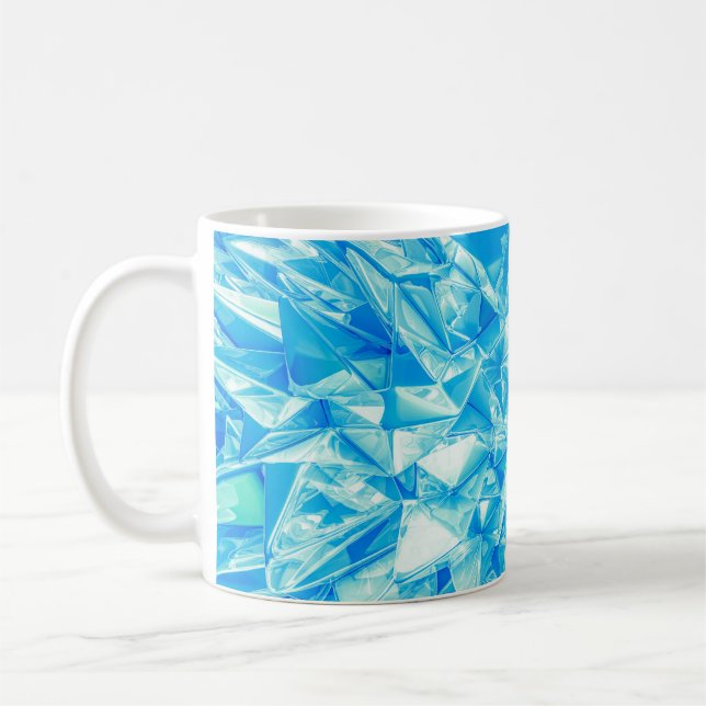 Crystal triangle, 3D renderad bakgrund. Kaffemugg (Vänster)