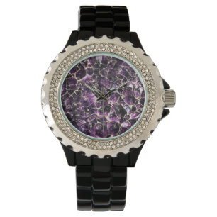 Crystal tryck för Amethyst Gemstone Armbandsur