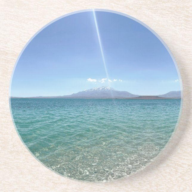 Crystal Vatten View Blå himmel Beach Vibe fredlig Underlägg (Framsidan)
