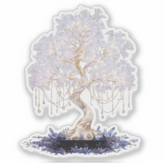Crystal vinyl sticker of a golden galaxy tree klistermärken