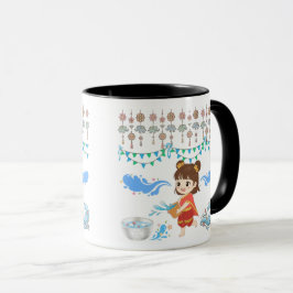 Crystal water firande svart & vitt mugg