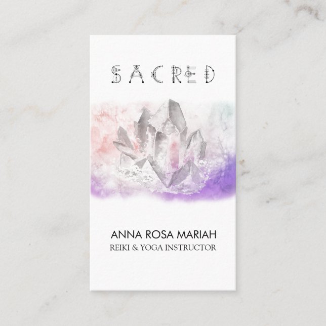 *~* Crystal Watercolor Helig Energy Healing Art Visitkort (Framsida)