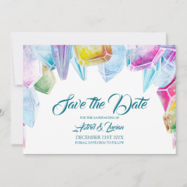 Crystal Witch Colorful Rainbow Gems Save Date Spara Datumet