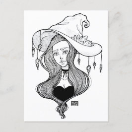 Crystal Witch Inktober Art Skriv ut på Vykort