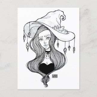 Crystal Witch Inktober Art Skriv ut på Vykort