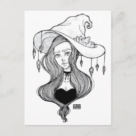 Crystal Witch Inktober Art Skriv ut på Vykort