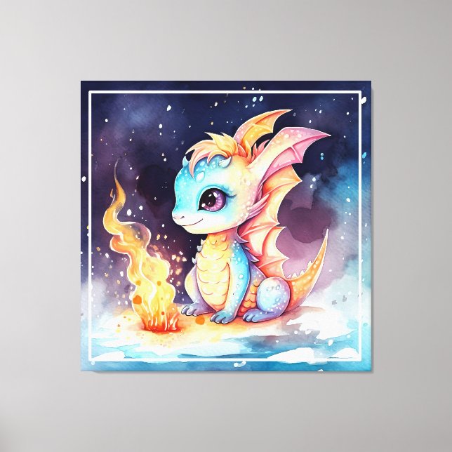 Crystalized Cute Baby Dragon-68799 Canvastryck (Framsida)