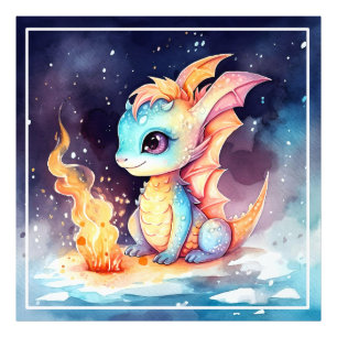 Crystalized Cute Baby Dragon Fototryck