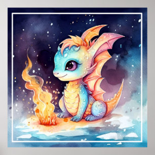 Crystalized Cute Baby Dragon Poster