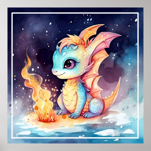 Crystalized Cute Baby Dragon Poster (Framsidan)