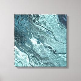 Crystalized Teal Agate | Mörk Aqua MarLED Stone Canvastryck