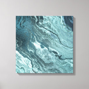 Crystalized Teal Agate Mörk Aqua MarLED Stone Canvastryck