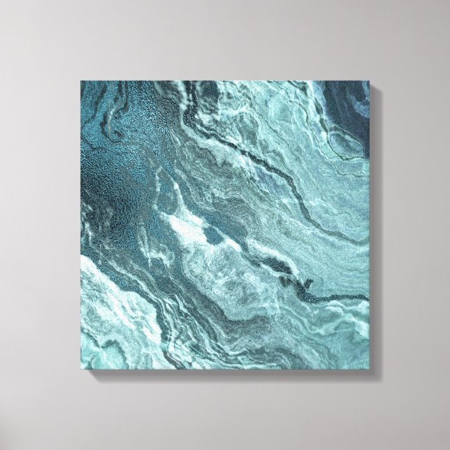 Crystalized Teal Agate | Mörk Aqua MarLED Stone Canvastryck (Framsida)