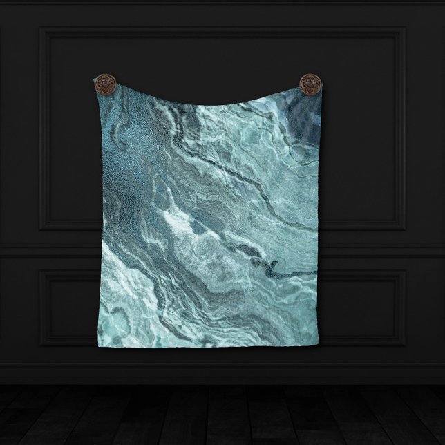 Crystalized Teal Agate | Mörk Aqua MarLED Stone Fleecefilt (Skapare uppladdad)