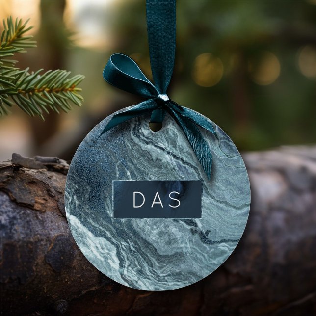 Crystalized Teal Agate | Mörk Aqua MarLED Stone Julgransprydnad Keramik (Skapare uppladdad)