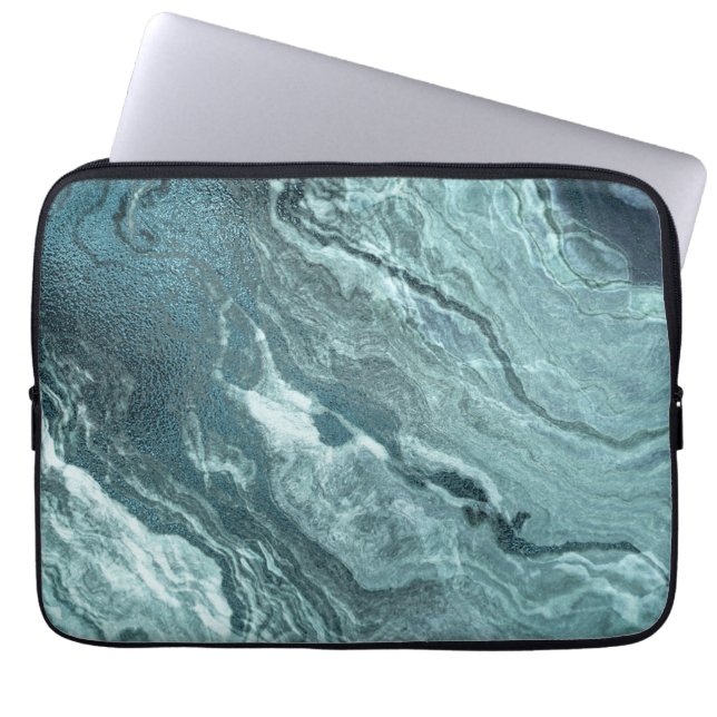 Crystalized Teal Agate | Mörk Aqua MarLED Stone Laptop Fodral (Framsidan)