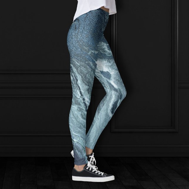 Crystalized Teal Agate | Mörk Aqua MarLED Stone Leggings (Skapare uppladdad)