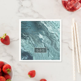 Crystalized Teal Agate | Mörk Aqua MarLED Stone Pappersservett