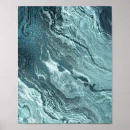 Crystalized Teal Agate | Mörk Aqua MarLED Stone Poster