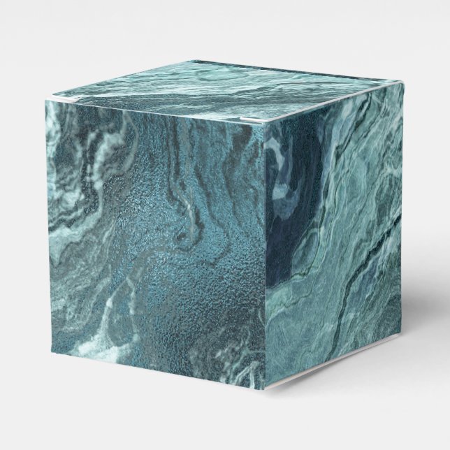 Crystalized Teal Agate | Mörk Aqua MarLED Stone Presentaskar (Framsidan Sidan)
