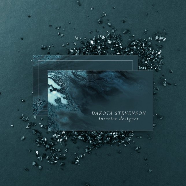 Crystalized Teal Agate | Mörk Aqua MarLED Stone Visitkort (Skapare uppladdad)