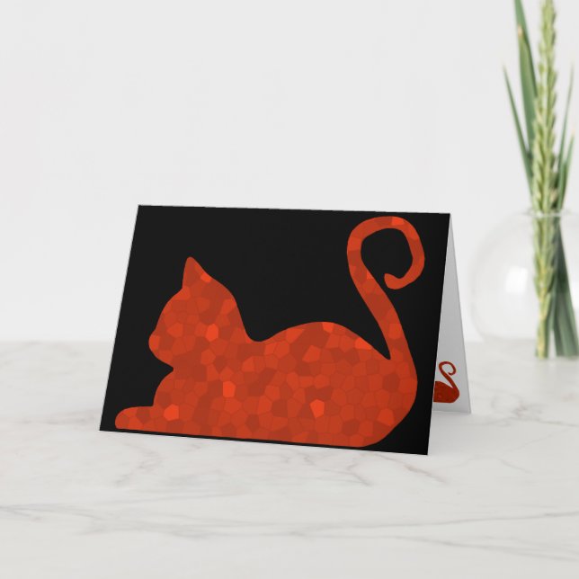 CrystalKatz Red Cat Greeting Card Kort (Framsida)
