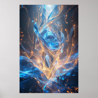 Crystalline Ascension: Digital Dreams Taking Fligh Poster