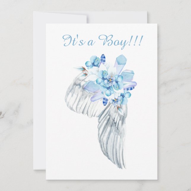 *~* Crystals Feathers Angel Vinge Shower-inbjudan Inbjudningar (Framsida)