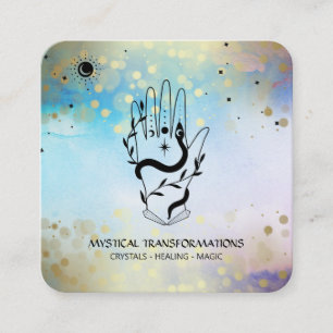 *~* Crystals Hand Snake Måne Magic Boho Blue Fyrkantigt Visitkort