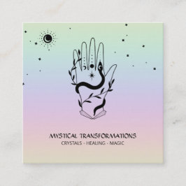 *~* Crystals Hand    SnakeMoon Magic Boho Rainbow Fyrkantigt Visitkort