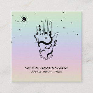 *~* Crystals Hand SnakeMoon Magic Boho Rainbow Fyrkantigt Visitkort