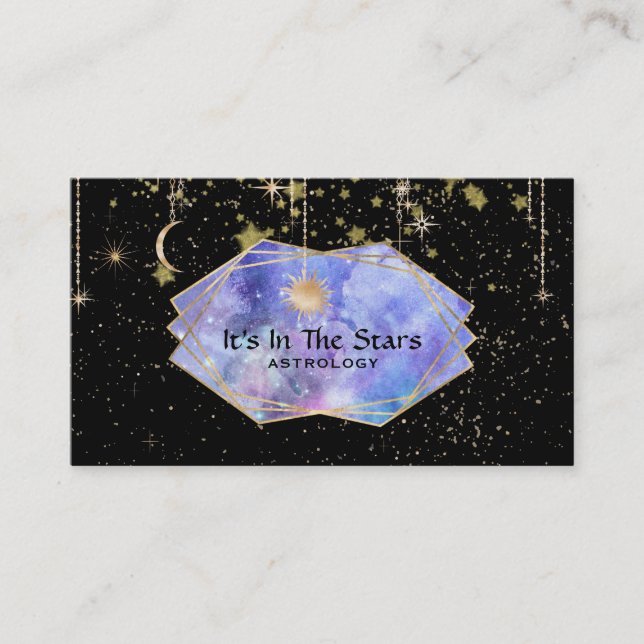 *~* Crystals Måne Cosmos Astrology Stars Visitkort (Framsida)