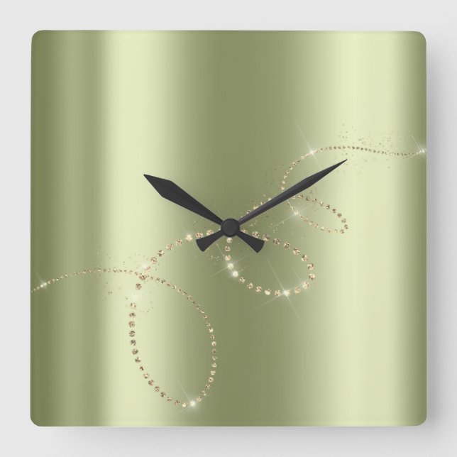 Crystals Mint Infinity Guld. Elegant Greenpeace Fyrkantig Klocka (Framsida)