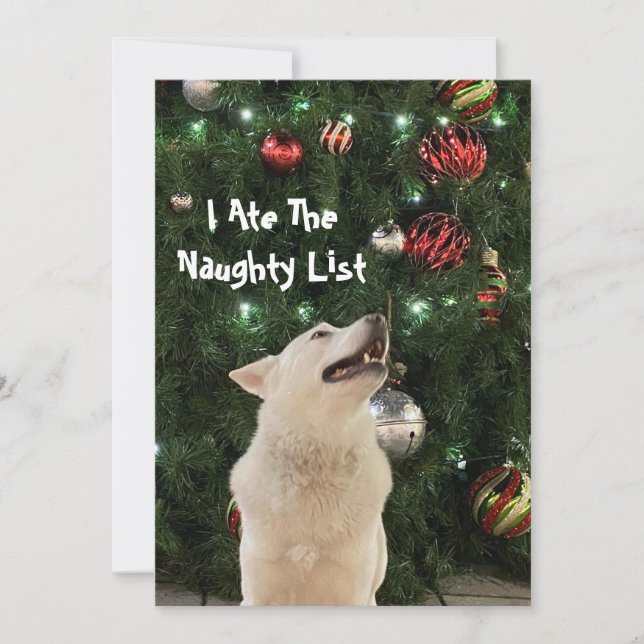 Crystal's Naughty List - Husky Hund jul Flat Julkort (Framsida)