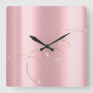 Crystals Pinnk Infinity Guld. Elegant minimalt Fyrkantig Klocka