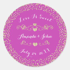 Crystals Rosa Hearts Save the Date Kärlek is Sweet Runt Klistermärke