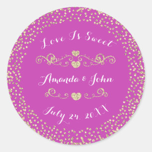 Crystals Rosa Hearts Save the Date Kärlek is Sweet Runt Klistermärke