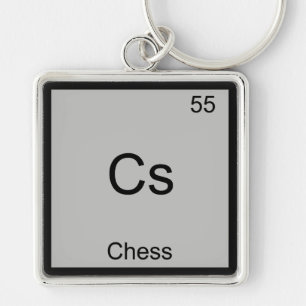 Cs - Chess Funny Chemistry Inslag-symbol T-Shirt Fyrkantig Silverfärgad Nyckelring