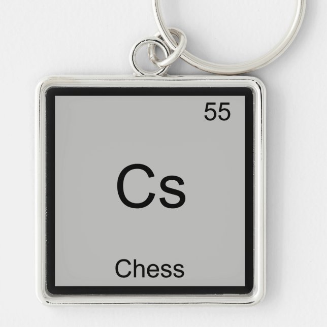 Cs - Chess Funny Chemistry Inslag Symbol T-Shirt Fyrkantig Silverfärgad Nyckelring (Framsidan)