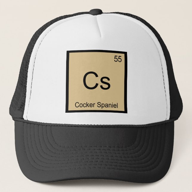 Cs - Cocker Spaniel Kemiskt Element Symbol T-Shirt Truckerkeps (Framsida)