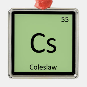 Cs - Coleslaw Chemistry Periodic Bord - symbol Julgransprydnad Metall