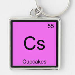 Cs - Muffins Chemistry Inslag Symbol Dessert Tee Fyrkantig Silverfärgad Nyckelring