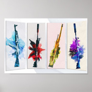 CSGO Watercolor-vapen Poster