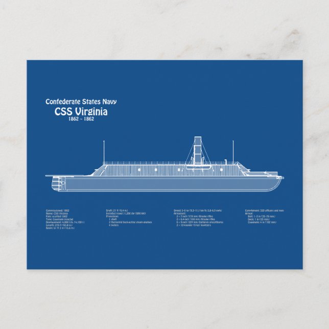 CSS Virginia - Fartygsritningar ABD Vykort (Framsida)