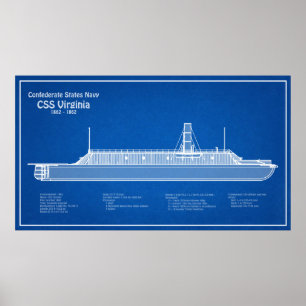 CSS Virginia - Frakt Blueprint Plans ABD Poster
