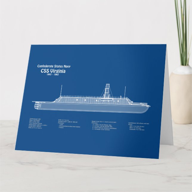 CSS Virginia - Frakt Blueprint Plans ABD Tack Kort (Framsida)