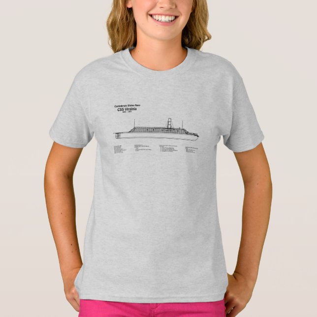 CSS Virginia - Frakt Blueprint Plans SD T Shirt (Framsida)