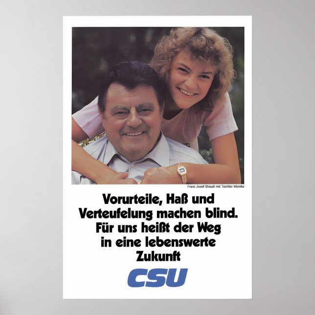 CSU Valaffisch Franz Josef Strauss Fördom Poster (Framsidan)