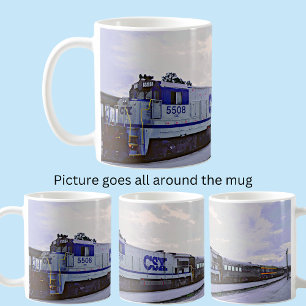 CSX Grått Blue Diesel Locomotive Tåg Coffee Mugg