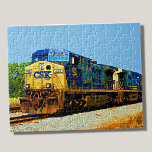 CSX Gult Blue Diesel Locomotive Railroad Tåg Pussel<br><div class="desc">CSX Loco Puzzle - se min butik för fler underbara Tåg-presentationer</div>